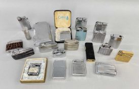 ASSORTED VINTAGE POCKET CIGARETTE LIGHTERS, including miniature Pengiun lighter and a cigarette case