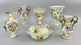 ASSORTED SPODE FLORAL ENCRUSTED BONE CHINA, comprising '4649' trumpet vase, 5.4cms high, '4659'