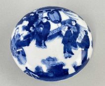 CHINESE BLUE & WHITE SEAL PASTE BOX AND COVER, Kangxi 6-character mark, painted in bright blue