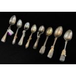 ASSORTED PART SETS OF SILVER TEA, EGG & COFFEE SPOONS, various dates, including 3 fiddle pattern egg