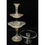 ANTIQUE GLASS, comprising 18th Century Georgian tazza with baluster column with tear, on folded