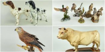 ASSORTED ANIMAL FIGURINES including 2 Goebel English setters numbered 3062821 in liver and in