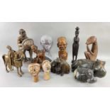 COLLECTION SOUTHERN AFRICAN SCULPTURE, including several Zimbabwe carved serpentine figures of