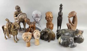 COLLECTION SOUTHERN AFRICAN SCULPTURE, including several Zimbabwe carved serpentine figures of