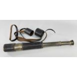 W.WATSON & SONS LTD. TELESCOPE, three draw model "Argus" with dark leather casings and sling , No.