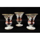 GARNITURE EARLY 19TH CENTURY SPODE BONE CHINA VASES, '3710' PATTERN, imari colours with Oriental