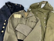 ASSORTED VINTAGE MILITARY & CIVILIAN UNIFORMS, including khaki Royal Engineers corporal's jacket and