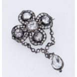GEORGIAN SILVER & PASTE BROOCH, set with large and small simulated diamonds in a cruciform frame,