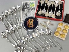 SPORTING TEASPOONS & ACCESSORIES, including set 17 silver Golf handled spoons, 3x M.G.C. 4 other