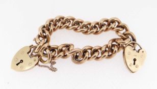 9CT GOLD CURBLINK BRACELET, with padlock clasp and another, each 18cm longlink stamped, wt. appr.