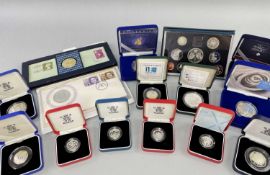 ASSORTED CASED COMMEMORATIVE & PROOF COINS, including 1997 UK coin proof set, 2000 Millenium