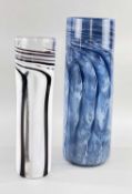 ‡ ANTHONY STERN (b. 1944), two art glass cylinder vases, comprising bottle blue-grey vase, 34cm h,