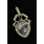 LATE 19TH CENTURY MOONSTONE & DIAMOND PENDANT, set with a heart-shaped cabochon moonstone surrounded