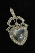 LATE 19TH CENTURY MOONSTONE & DIAMOND PENDANT, set with a heart-shaped cabochon moonstone surrounded