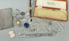 SMALL COLLECTION VICTORIAN SILVER JEWELLERY & COSTUME JEWELLERY, including 1888 silver shilling