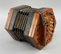 LACHENAL ANGLO SYSTEM CONCERTINA, with 20+1 bone keys, wooden fretworked ends and five-fold