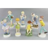 SET OF ROYAL WORCESTER 'DAYS OF THE WEEK' MODELS OF CHILDREN, all approximately 18/19cms high,