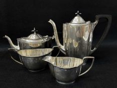 MATCHED FOUR PIECE SILVER TEA & COFFEE SET, Baker Brothers Ltd, Birmingham 1913 / 1914 / 1921,