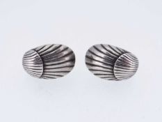 PAIR OF STERLING SILVER GEORG JENSEN EARRINGS, of shell shape clip design, design No. 90 by Arno