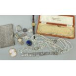 SMALL COLLECTION VICTORIAN SILVER JEWELLERY & COSTUME JEWELLERY, including 1888 silver shilling