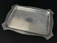 GEORGE V ENGINE TURNED SILVER TRAY, Chester 1930, with outset corners, approx. wt.13ozt, 31.3cms