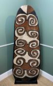 ASMAT WAR SHIELD, South Papua Province, Indonesian New Guinea, shallow carved scrollwork motifs