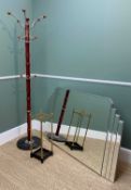 MODERN HAT/COAT STAND, Victorian brass umbarella stand, and modern Art Deco style wall mirror (3)