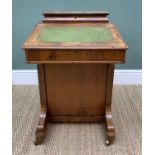 LATE VICTORIAN WALNUT DAVENPORT DESK, satinwood cross-banded decoration with stationery