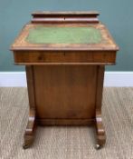 LATE VICTORIAN WALNUT DAVENPORT DESK, satinwood cross-banded decoration with stationery