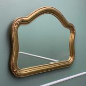 MODERN VICTORIAN-STYLE WALL MIRROR, shaped frame with beaded edge and floral corners, 113cms wide