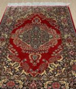 SMALL FINE SILK OR RAYON ORIENTAL RUG, 150 x 105cm (excl. tassels and woven end)