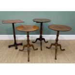 FOUR OCCASIONAL TABLES, comprising pair of 18th Century style tripod tables with carved stems and