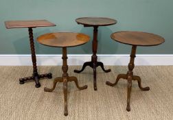 FOUR OCCASIONAL TABLES, comprising pair of 18th Century style tripod tables with carved stems and