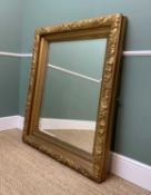 VICTORIAN GILT GESSO FRAME, later fitted with bevelled glass mirror plate, foliate moulded edge