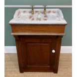 DECORATIVE VICTORIAN-STYLE FLORAL DECORATED BATHROOM SINK, with Victorian-style taps, sink