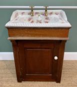 DECORATIVE VICTORIAN-STYLE FLORAL DECORATED BATHROOM SINK, with Victorian-style taps, sink