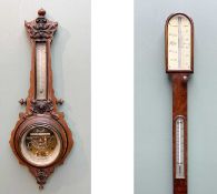 19TH CENTURY STICK BAROMETER, 'PILLISCHER, LONDON', with mercury thermometer and ivorine vernier