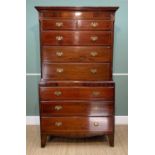19TH CENTURY MAHOGANY TALLBOY CHEST, canted angles, fitted two short and three long graduated