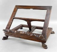 LATE 19TH CENTURY MAHOGANY BOOK STAND, hinged open frame with adjustable easel support on