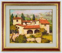 FROSINI oil on canvas - Italian farmhouse, indistinctly entitled verso, signed and dated 1980 bottom