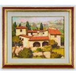 FROSINI oil on canvas - Italian farmhouse, indistinctly entitled verso, signed and dated 1980 bottom