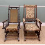 TWO AMERICAN STAINED BEECH ROCKING CHAIRSComments: one with loose joints