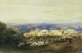 A DUNCAN print - horse-fair scene, unsigned, 22.5 x 50.5cmsComments: framed and glazed