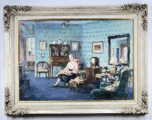 CHARLES CUNDALL RA RWS (1890-1971), oil on canvas - Chelsea Interior With the Artist's Wife, signed,