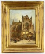 MANNER OF LEWIS JOHN WOOD (1813-1901) oil on board - Gothic cathedral, probably Northern France or