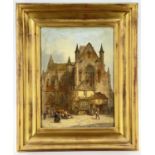 MANNER OF LEWIS JOHN WOOD (1813-1901) oil on board - Gothic cathedral, probably Northern France or