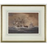 JOHN CANTILOE JOY (1803-1867) watercolour - Storm at Sea, two tall ships in stormy seas with