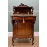EDWARDIAN WALNUT DAVENPORT DESK with Rococco superstructure above cut glass ink wells, shaped fall
