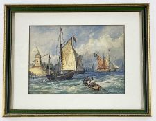 FOLLOWER OF EDWARD WILLIAM COOKE watercolour - Fishing off the Dutch Coast, bears signature and date