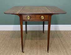 GEORGE III MAHOGANY PEMBROKE TABLE, moulded drop-flap top above end drawer and dummy drawer